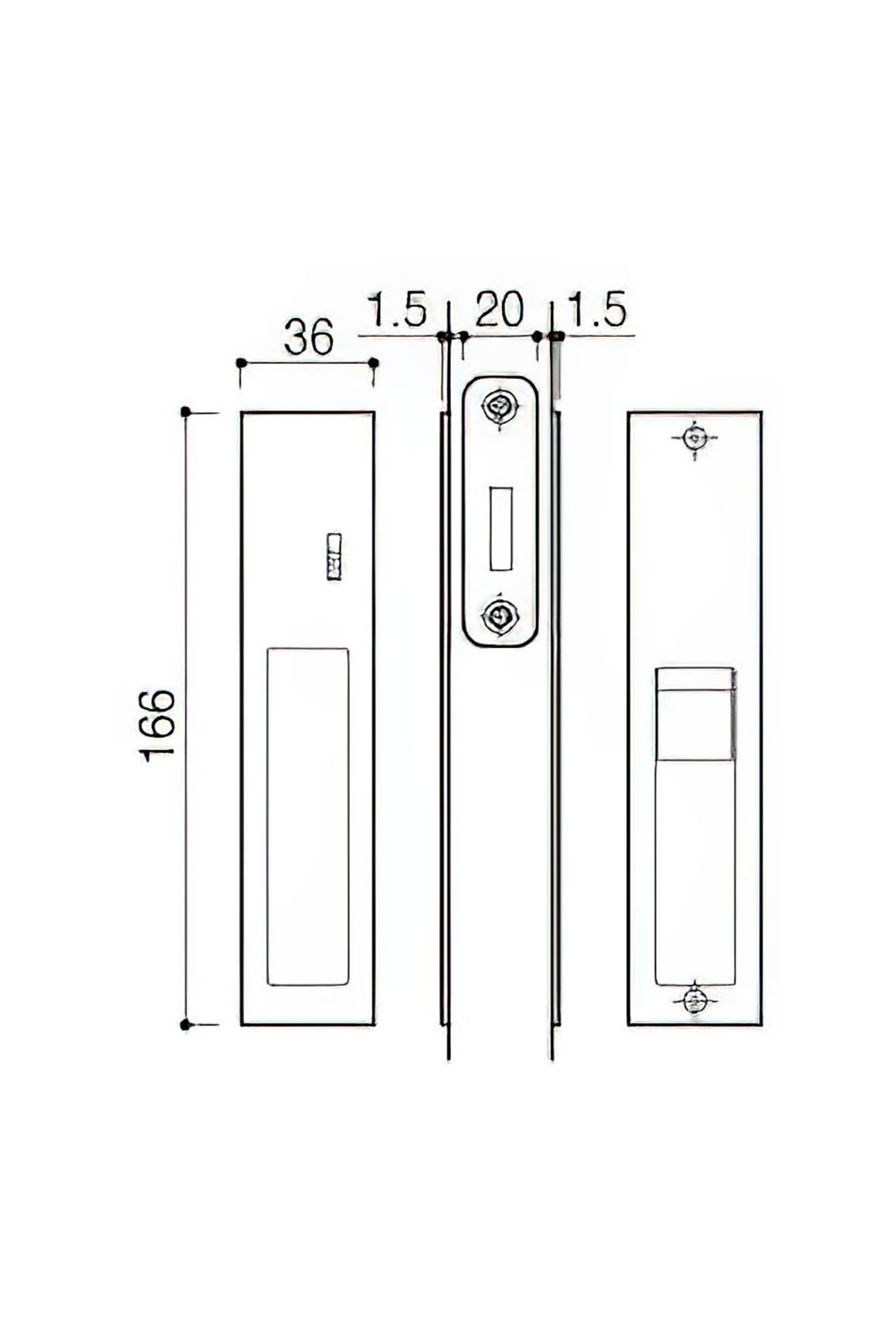 Kawajun KV-07 Recessed Door Pull with Privacy Lock
