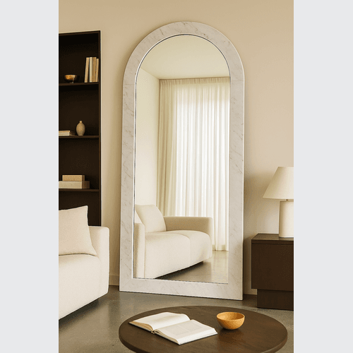 Crescent Arch Mirror - Carrara Marble