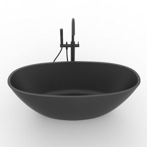 B008 Classic Oval Shaped Hugi Matte Black Bath 1640mm