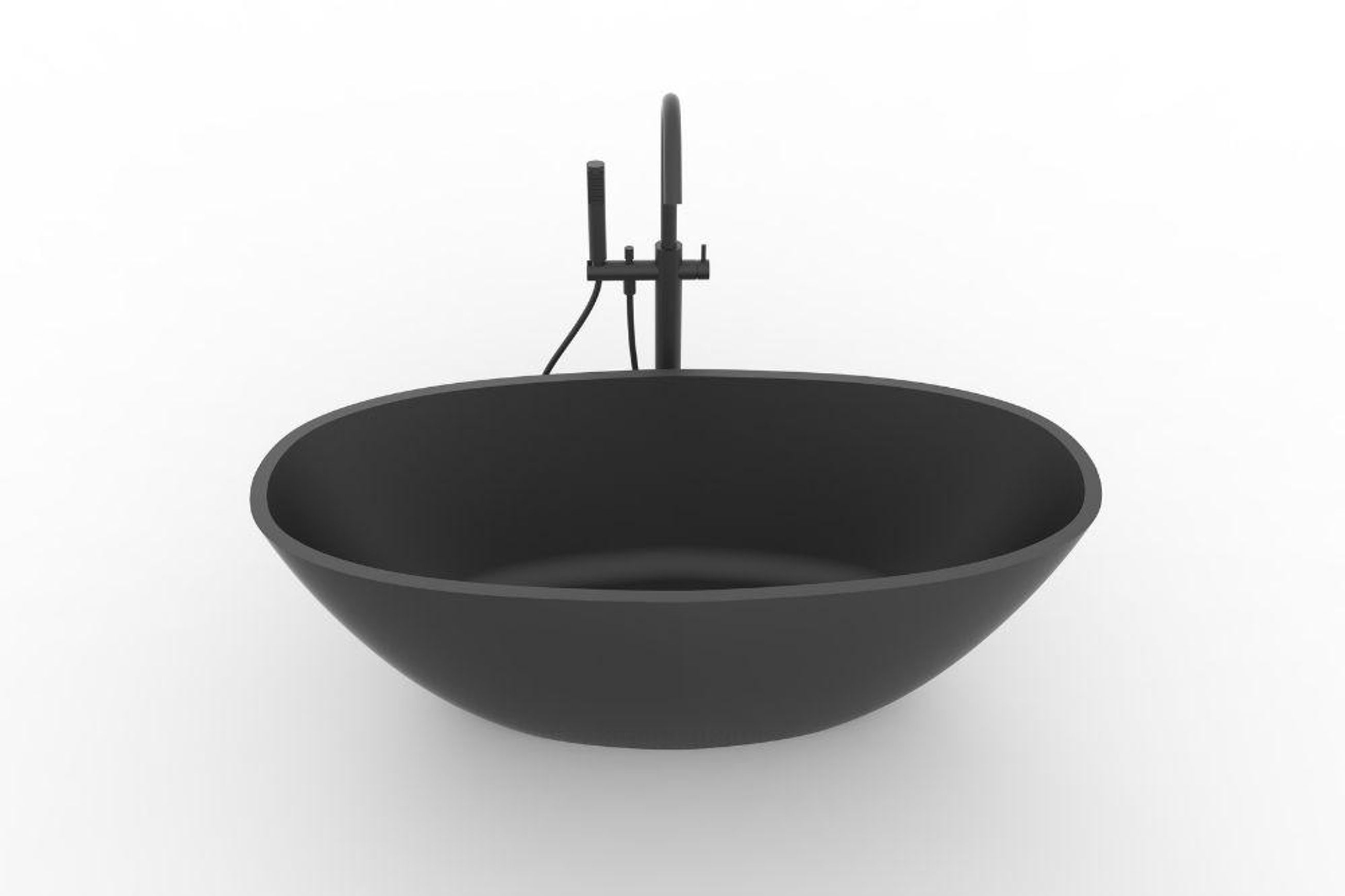 B008 Classic Oval Shaped Hugi Matte Black Bath 1640mm