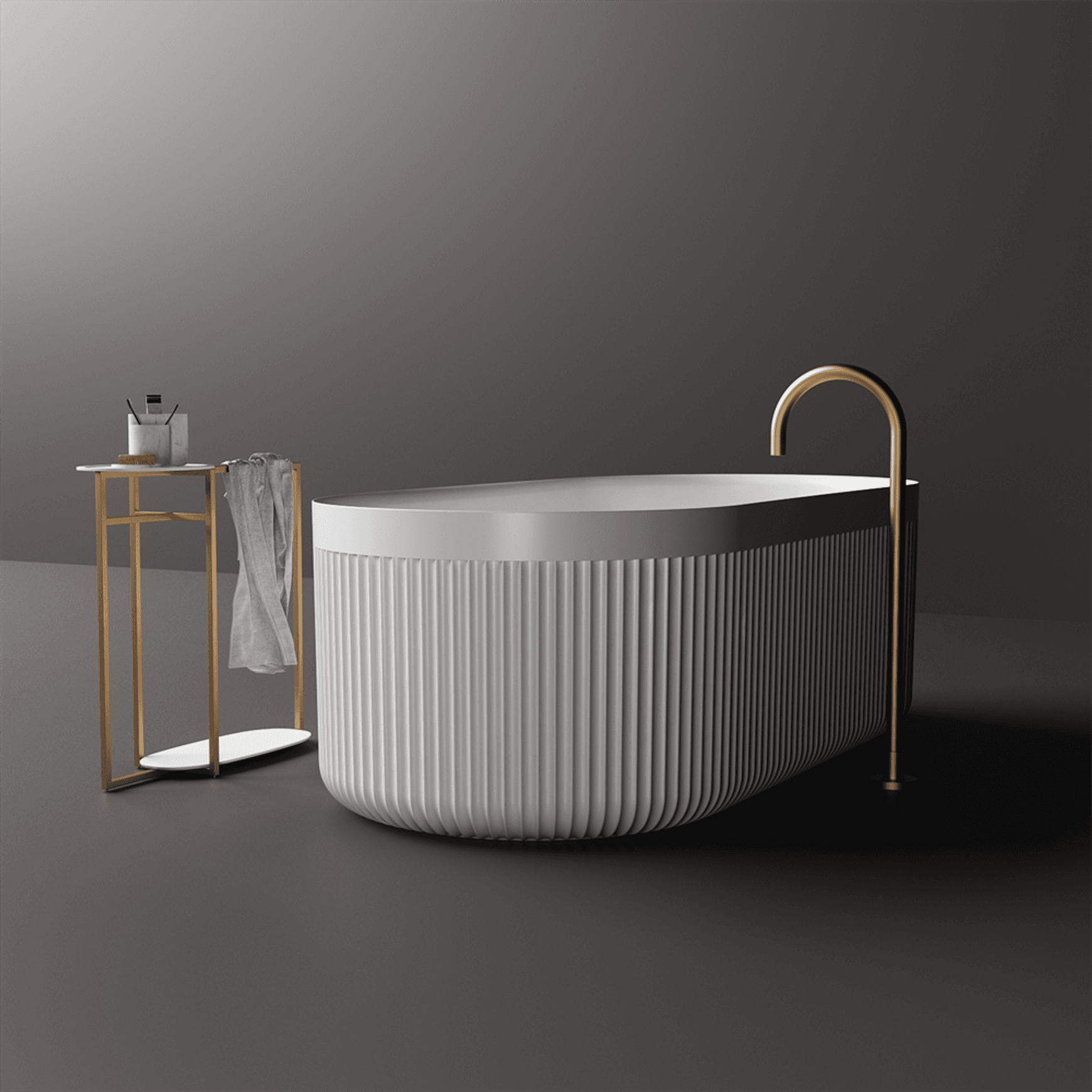 Venus 1700mm Fluted Freestanding Stone Bath - ST86