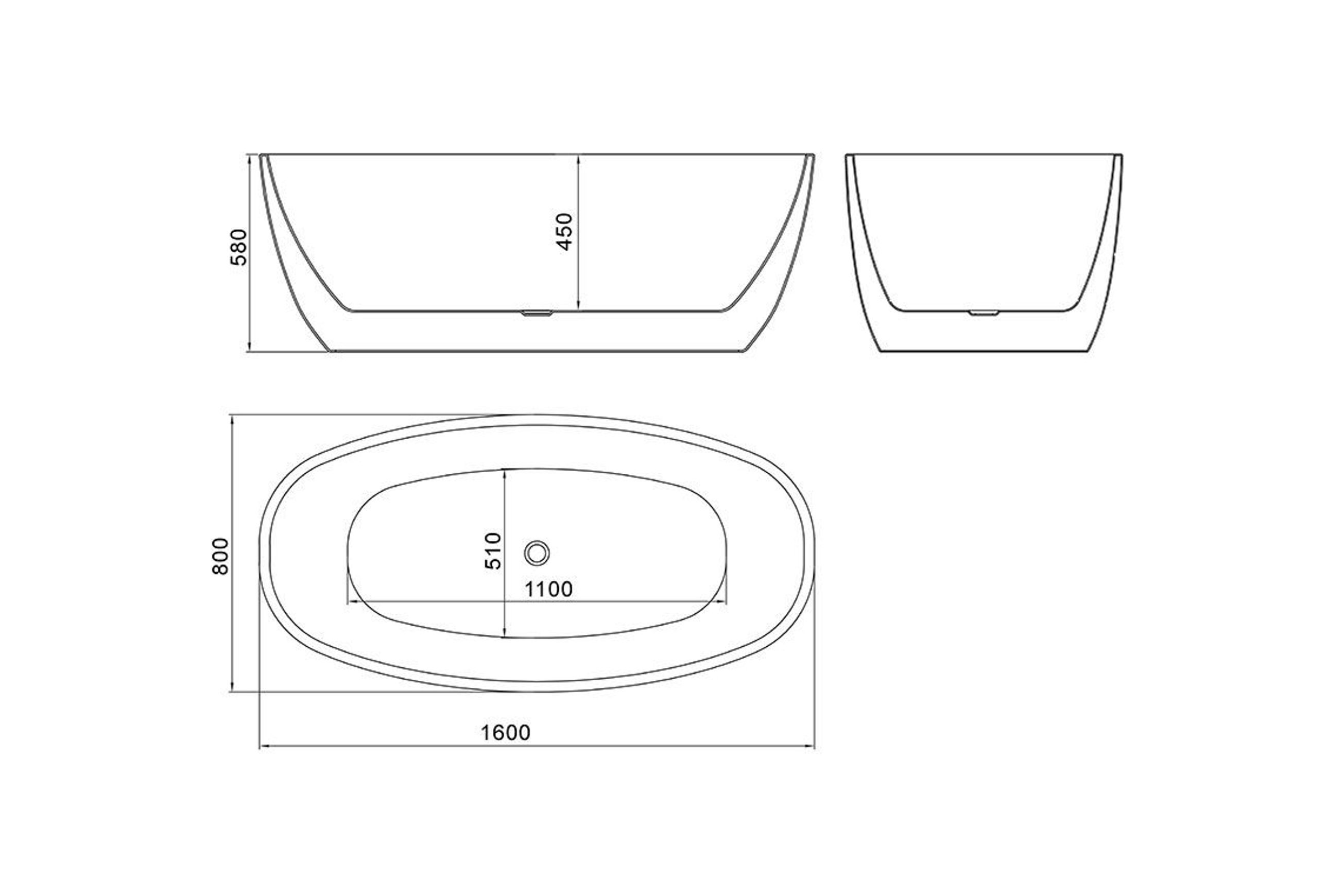 Coco 1600mm Freestanding Bath Matte Black