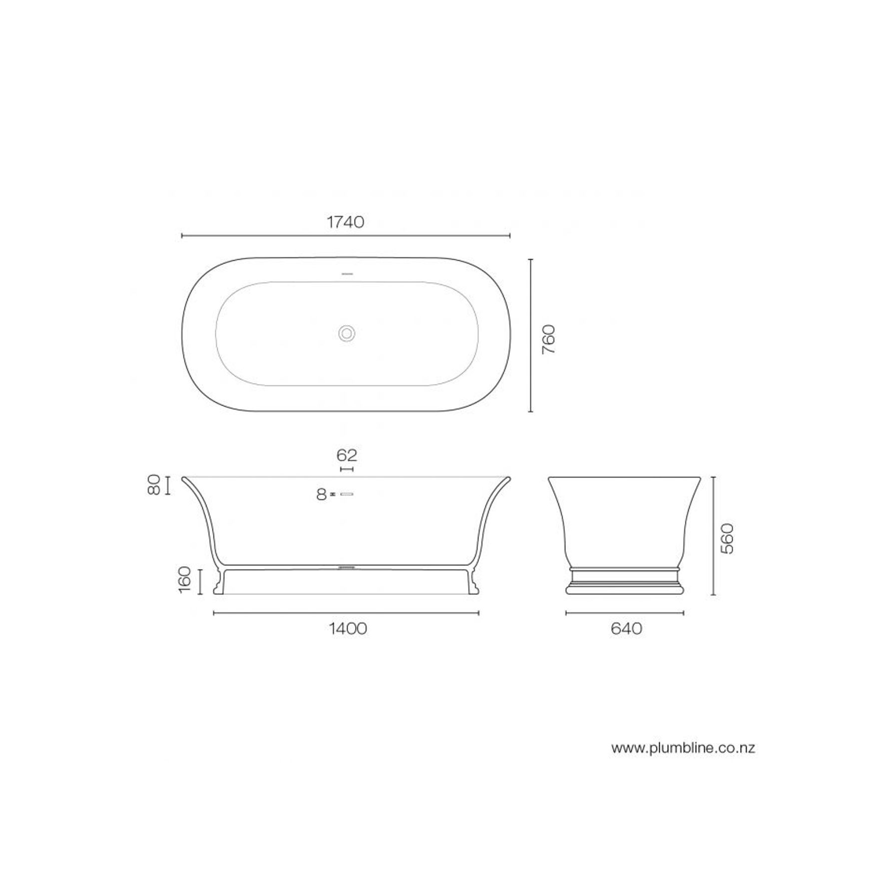 Pearl 1740 Freestanding Bath