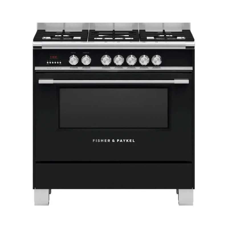 Fisher & Paykel 90cm Dual Fuel Freestanding Cooker - Black