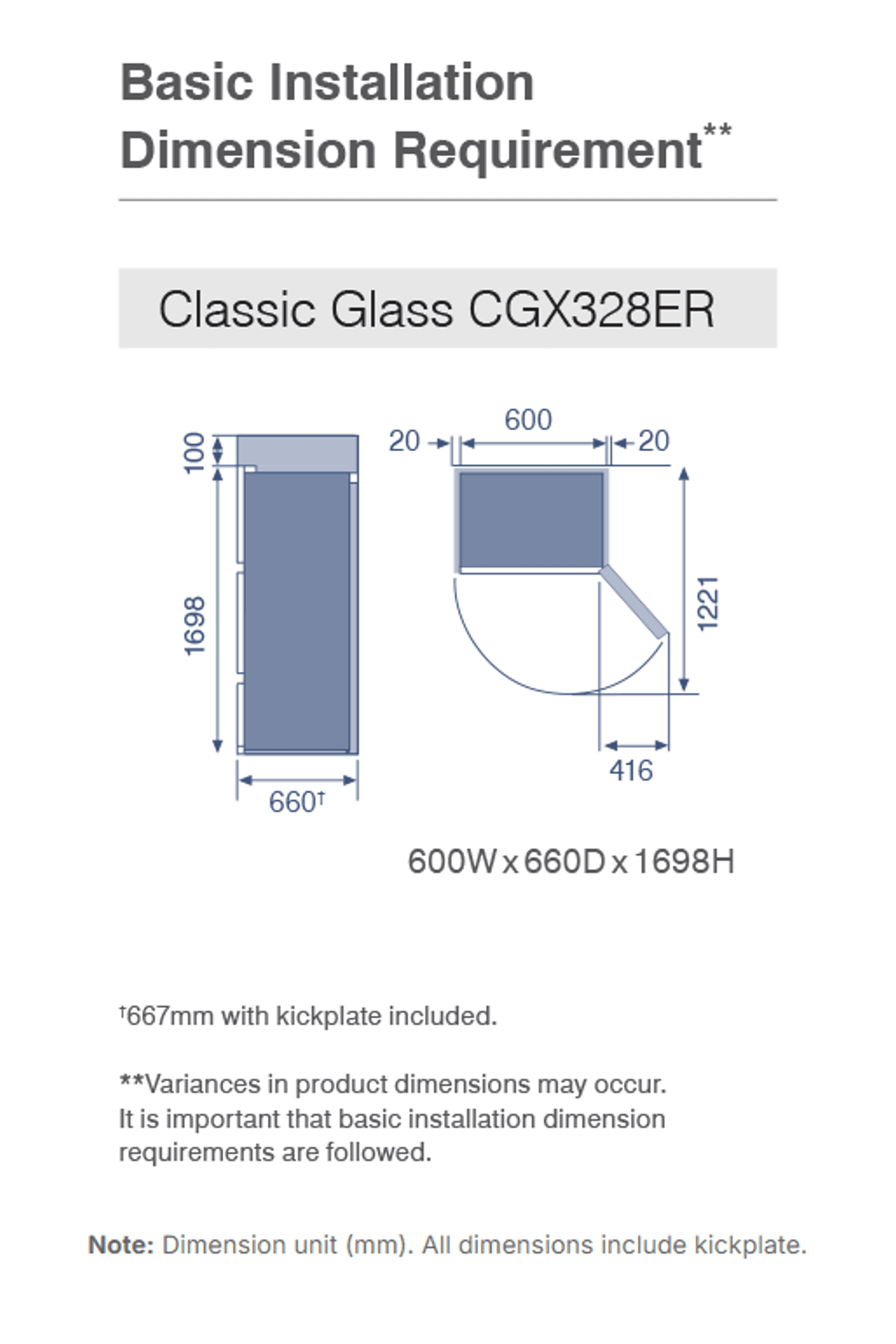 CX Classic Glass Designer Series Multi Drawer Fridge