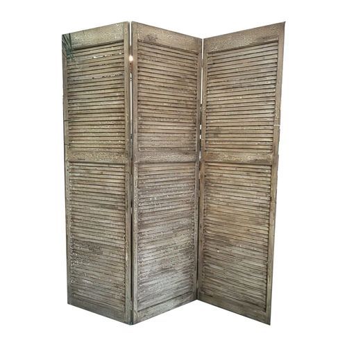 Antique Rustic Shutter Screen Handpainted Taupe