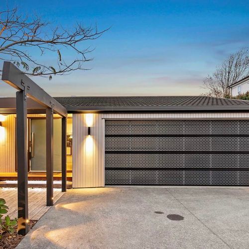 Plexiglass Backed Laser Cut Garage Door