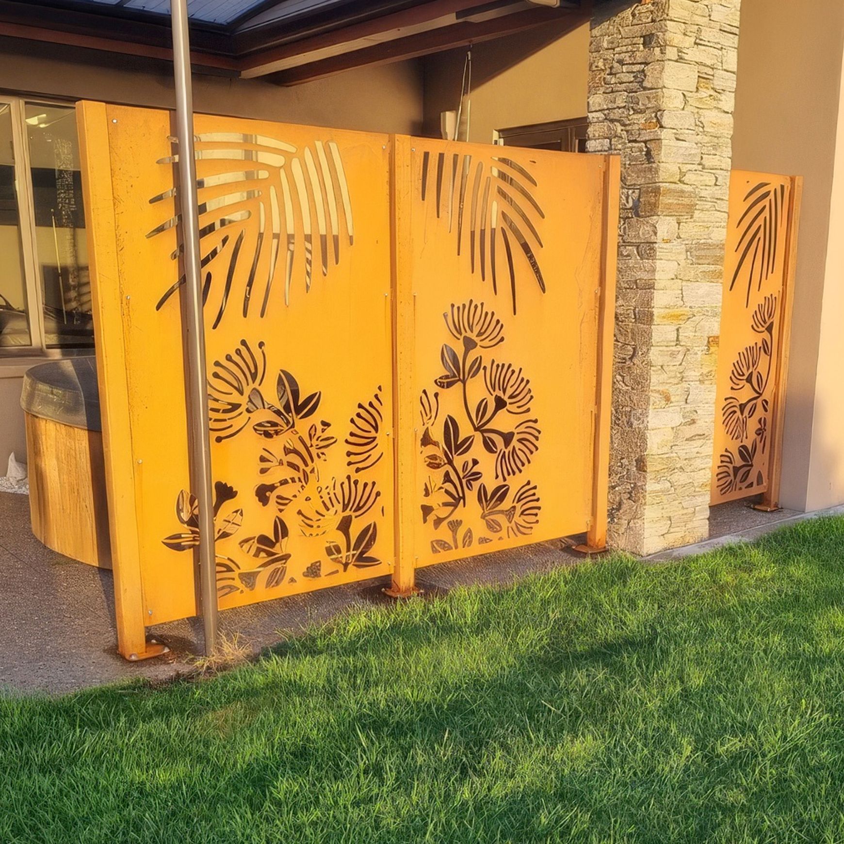 Laser Cut Garden Metal Art - Pohutukawa Panel Set"