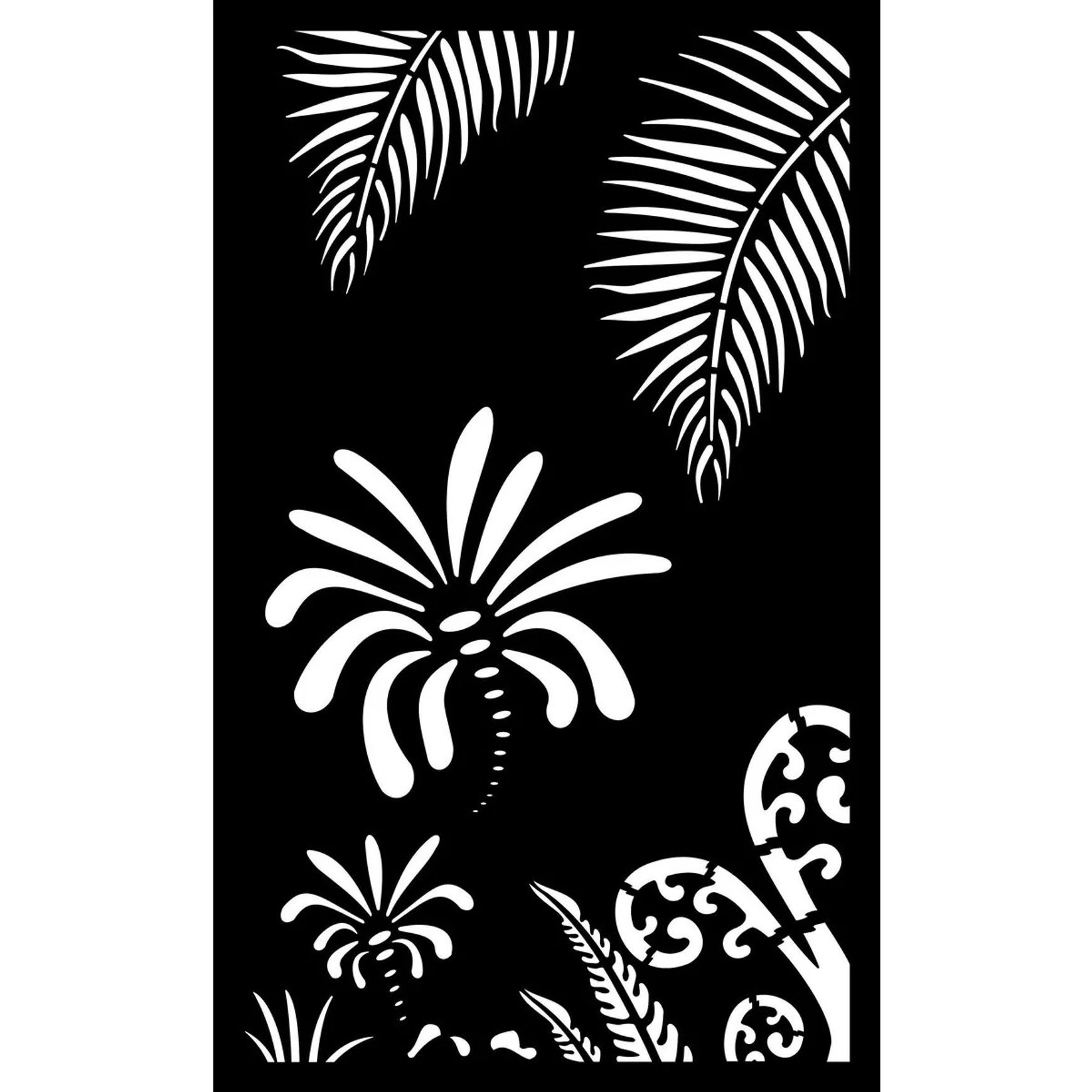 Decorative Garden Art & Privacy Screen- Koru with Palm