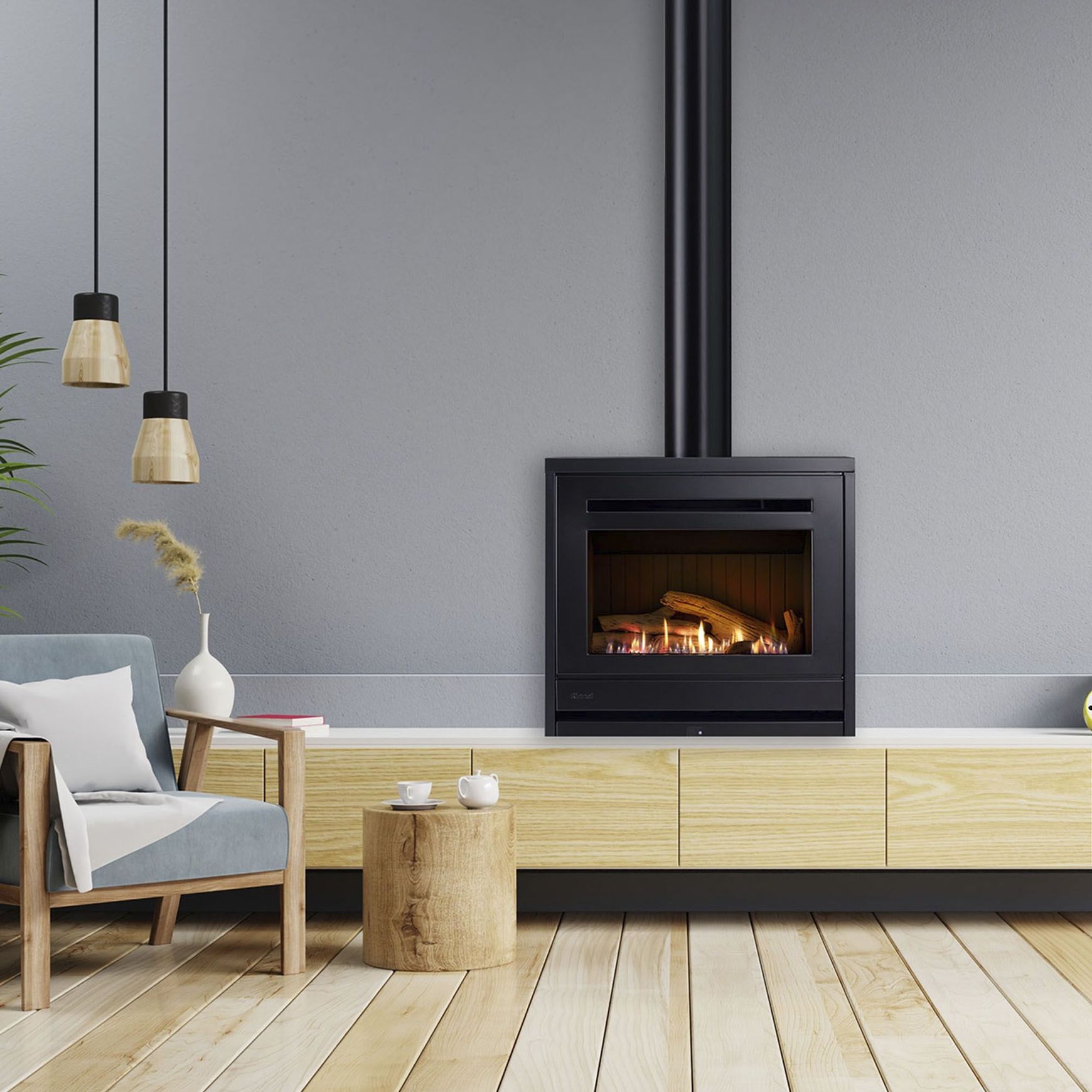 Rinnai Novo Cube Freestanding Gas Fireplace