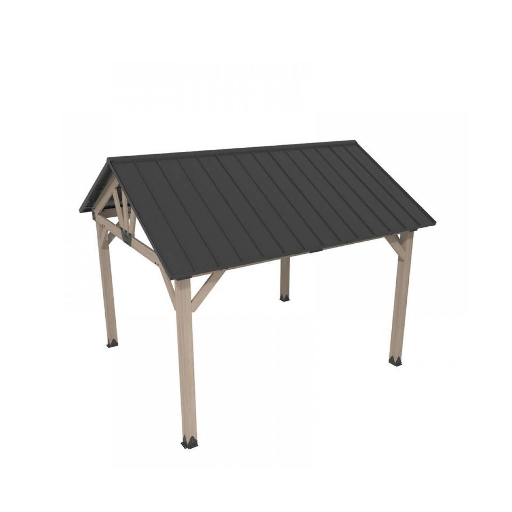 Cedar Wood Patio Gazebo with Black Hard Top Roof