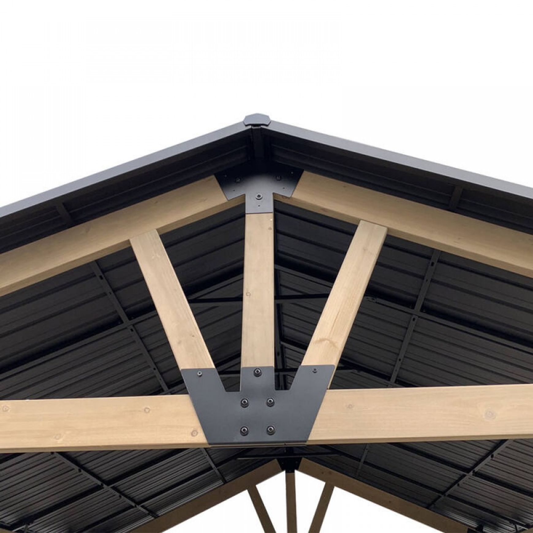 Cedar Wood Patio Gazebo with Black Hard Top Roof
