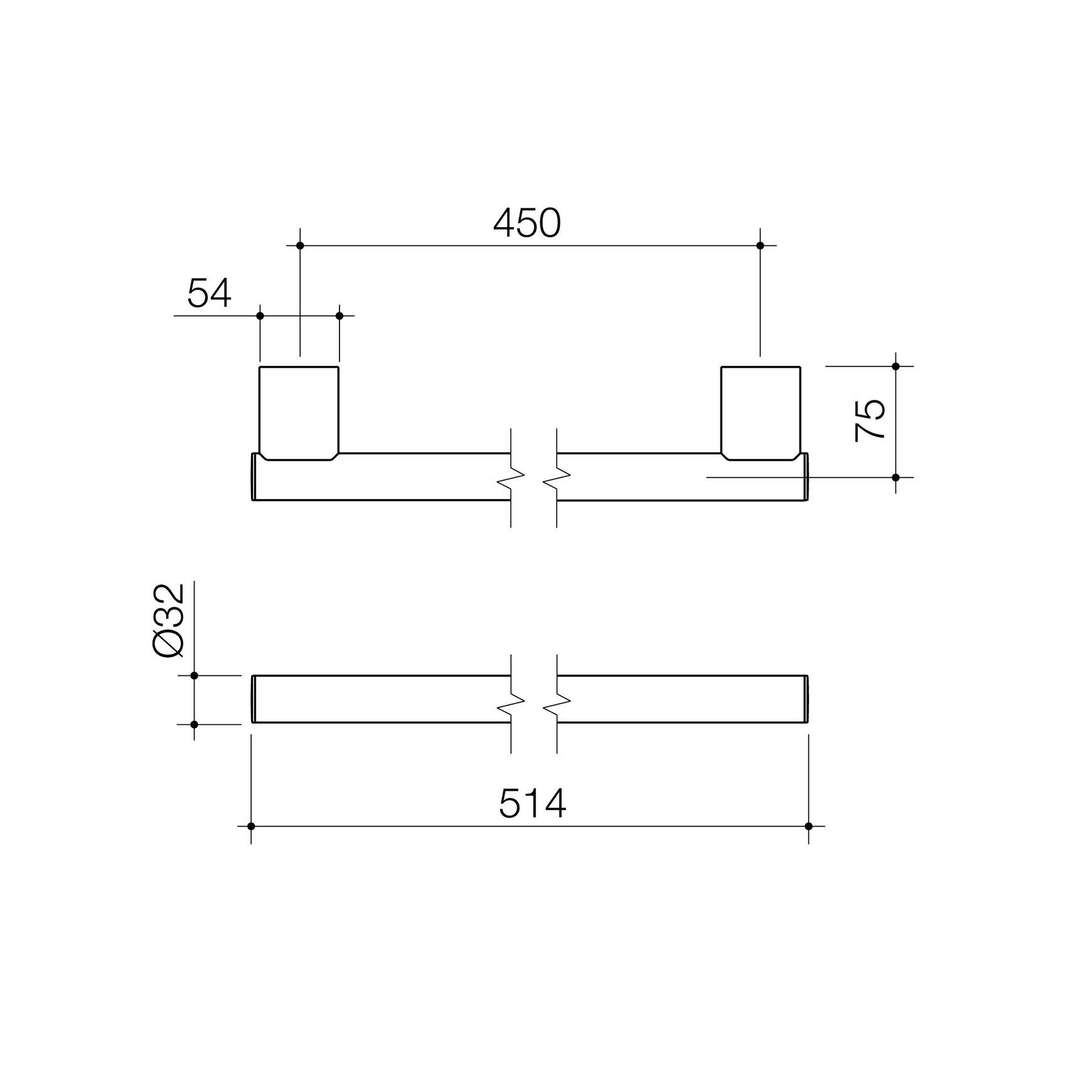 Opal Support Rail 450mm Straight