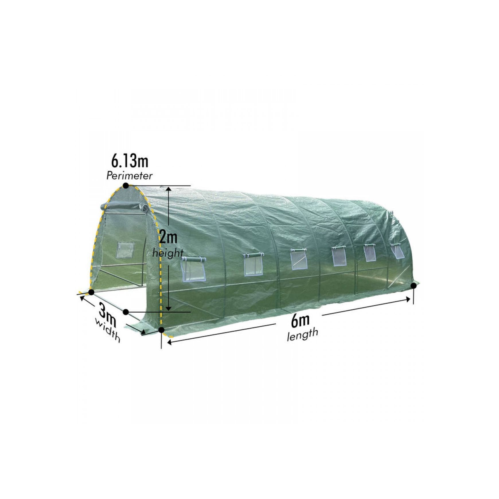 Strong Tunnel Greenhouse Galvanised Frame | 6m