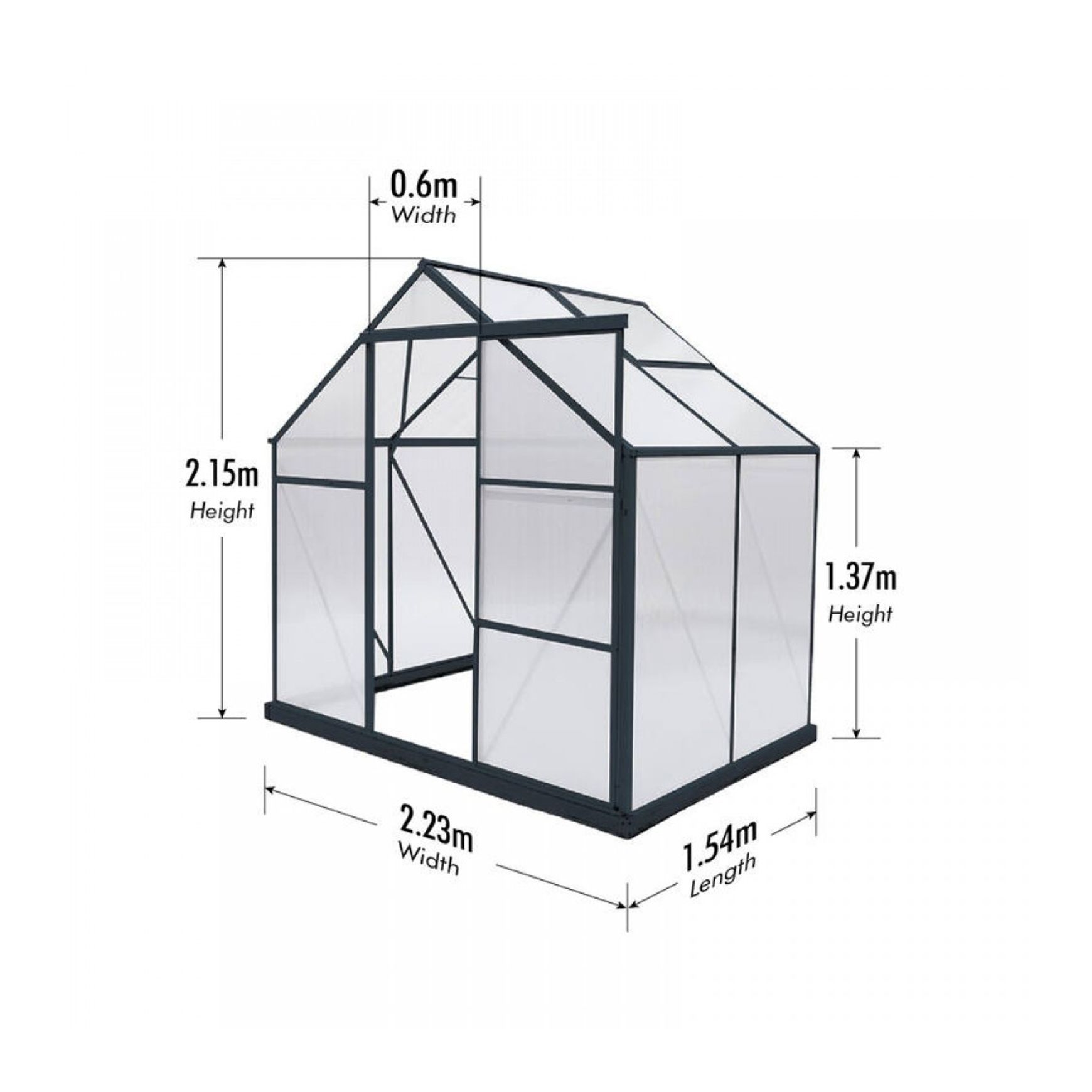 Greenhouse 6mm Twin Wall 2230 x 1540 x 2150mm
