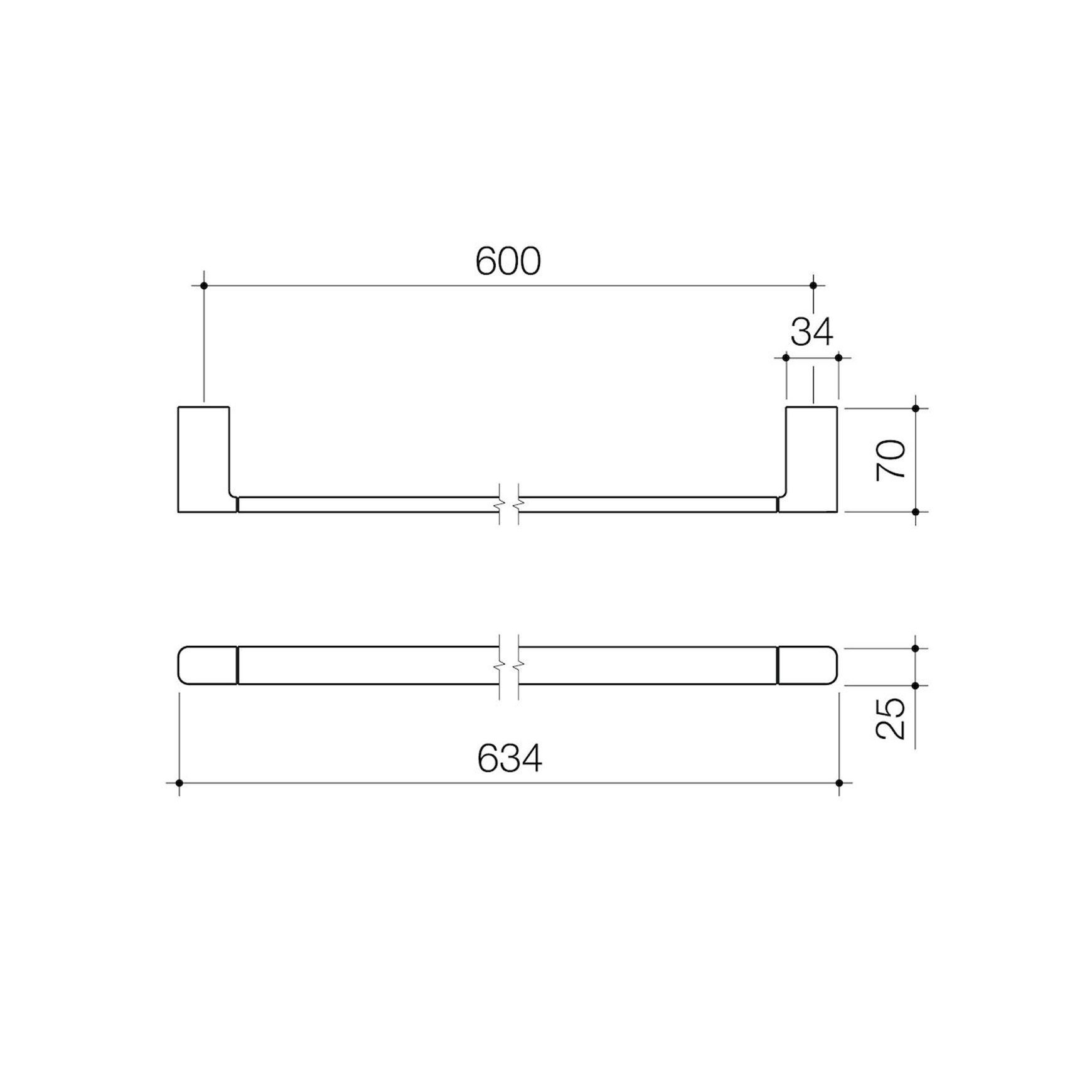 Luna Single Towel Rail 630mm