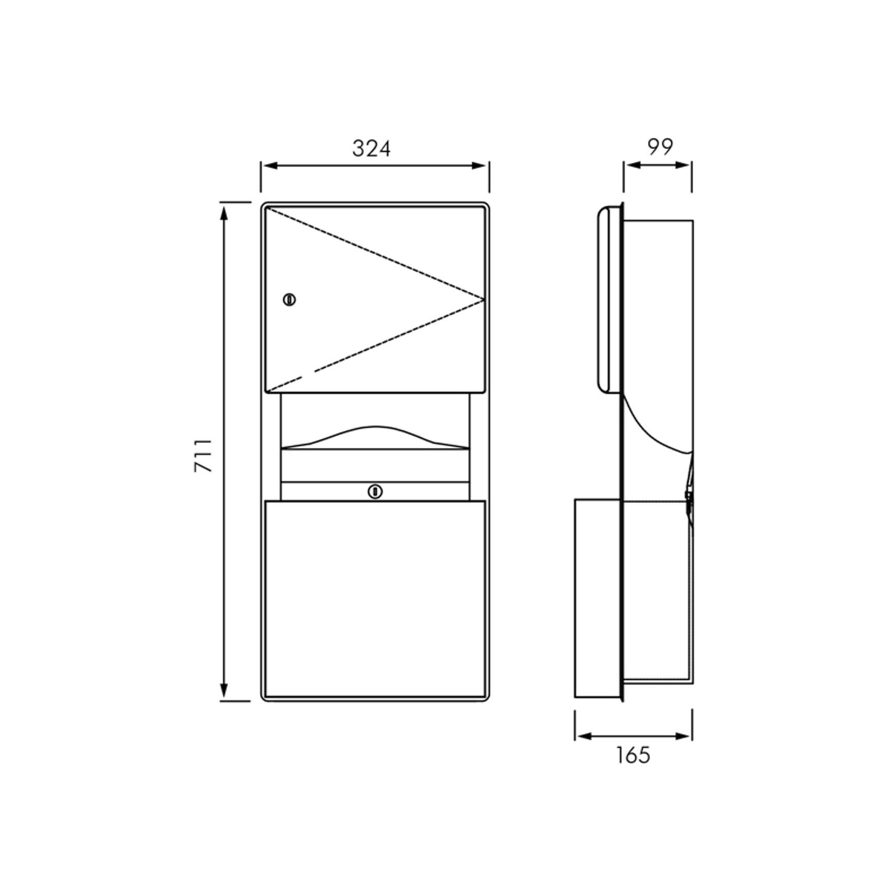 ASI Roval Recessed Mounted Paper Towel Dispenser and Waste Bin