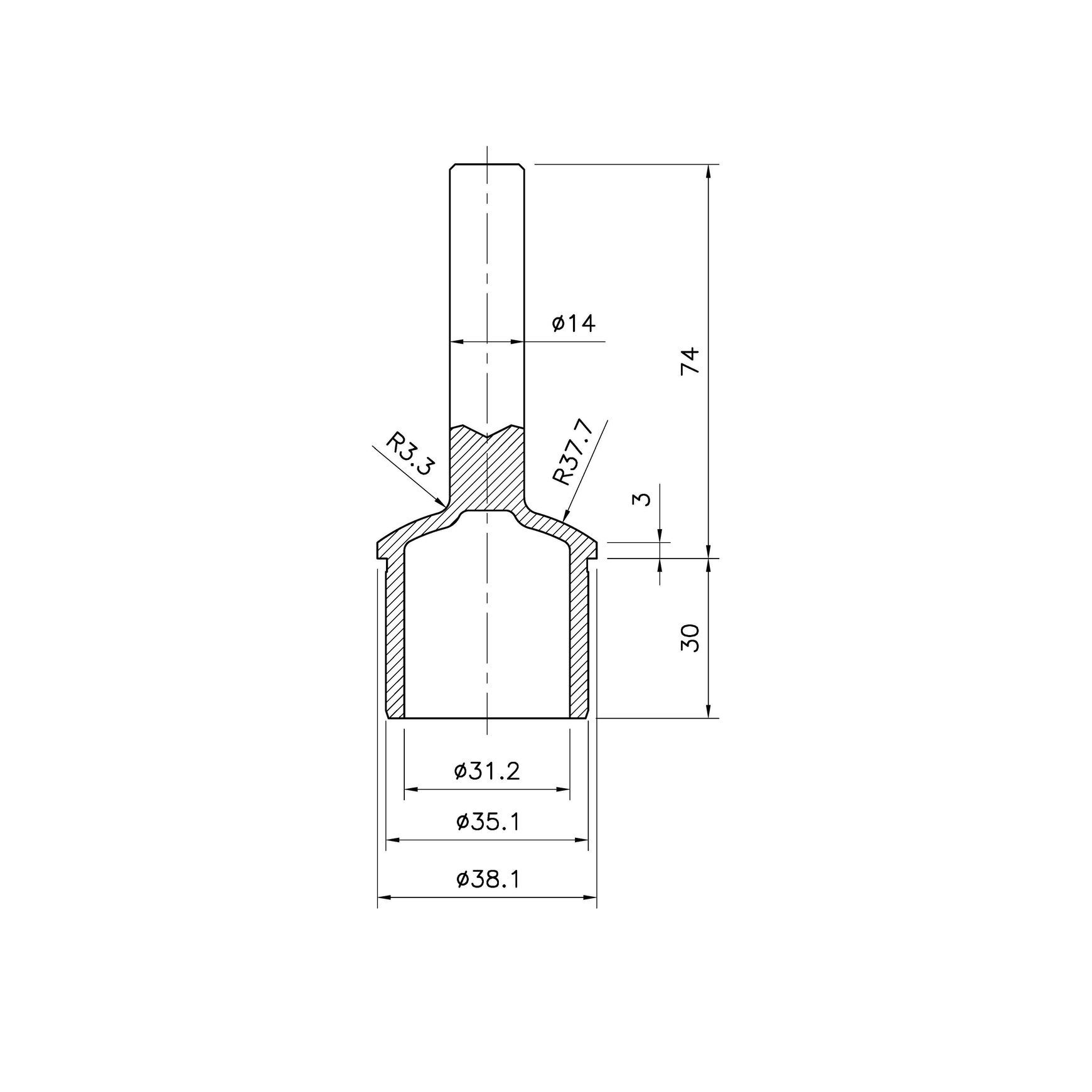 38mm Post Top - Weld on