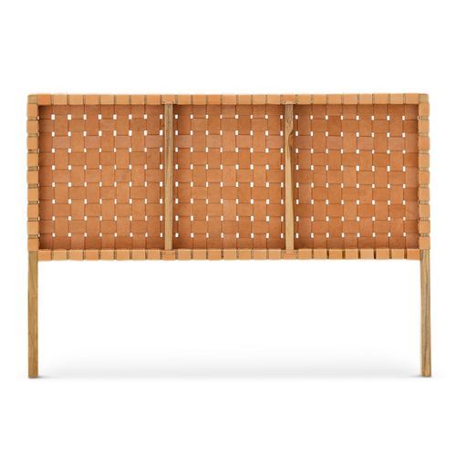 Lazie Leather Strapping Bedhead | Teak & Natural Tan