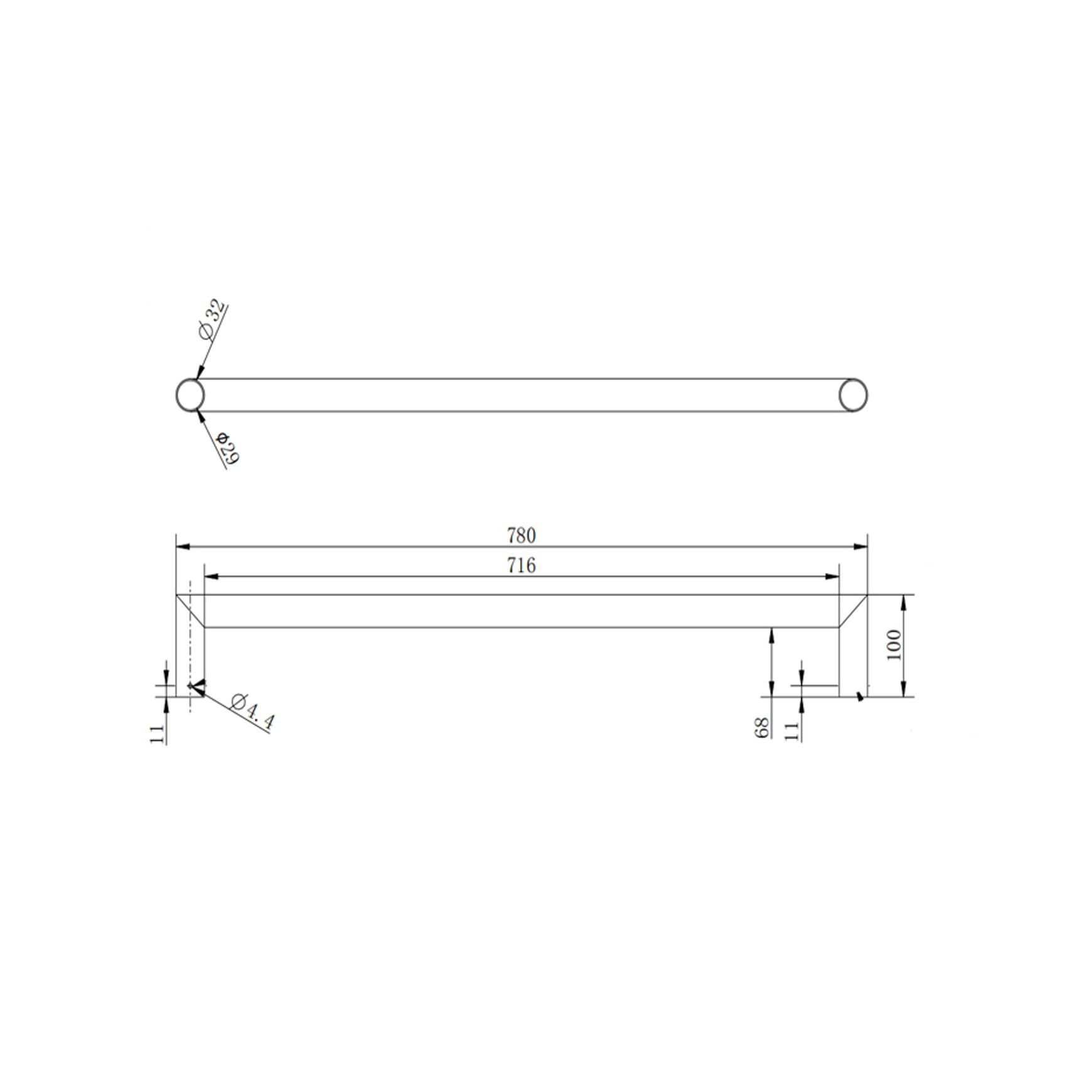 Round Horizontal Heated Towel Rail Brushed Brass