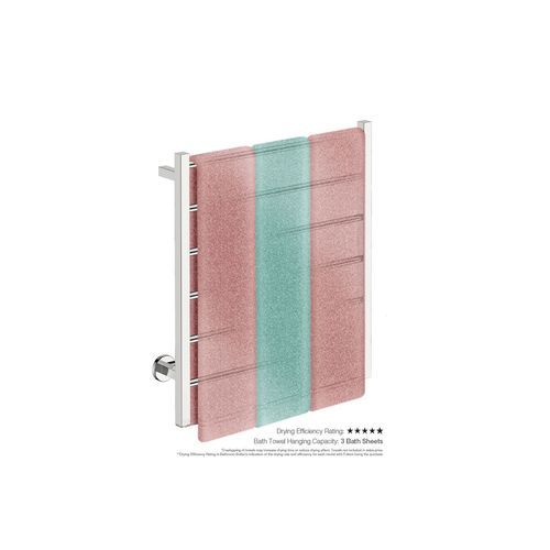 CONTOUR 6 Bar 650mm Straight Heated Towel Rail with PTSelect Switch