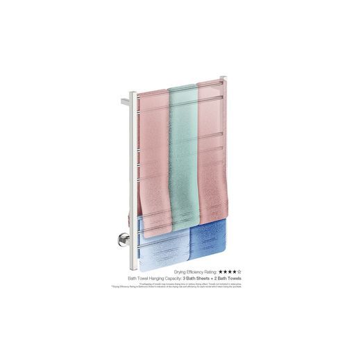 CONTOUR 8 Bar 650mm Straight Heated Towel Rail with PTSelect Switch