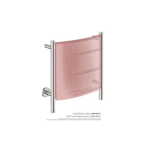 NATURAL 4 Bar 500mm Curved Heated Towel Rail with PTSelect Switch