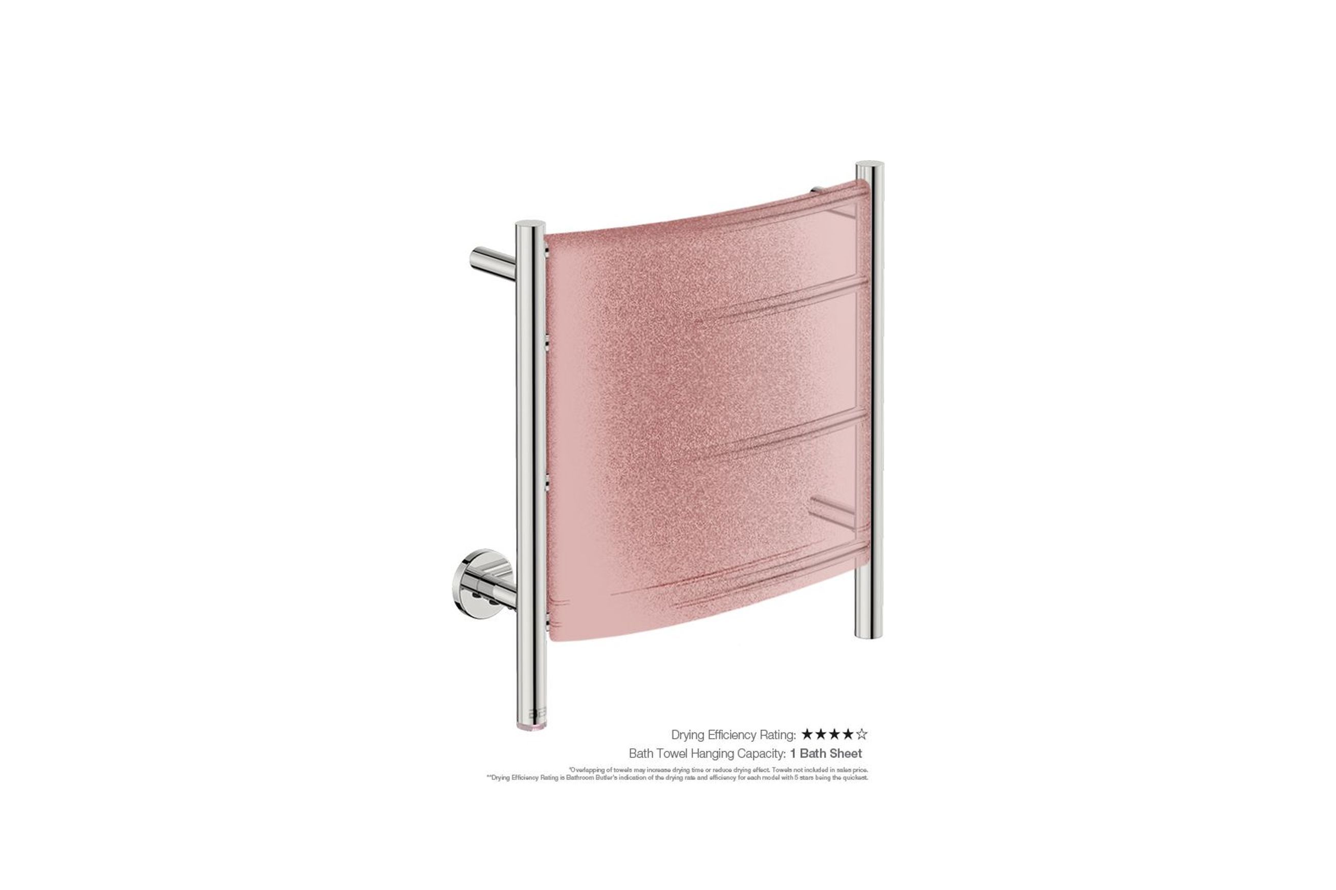 NATURAL 4 Bar 500mm Curved Heated Towel Rail with PTSelect Switch