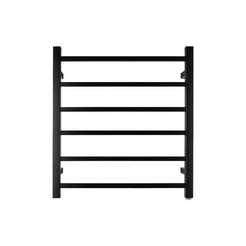 Square Heated Towel Rack 6 Bars Matte Black