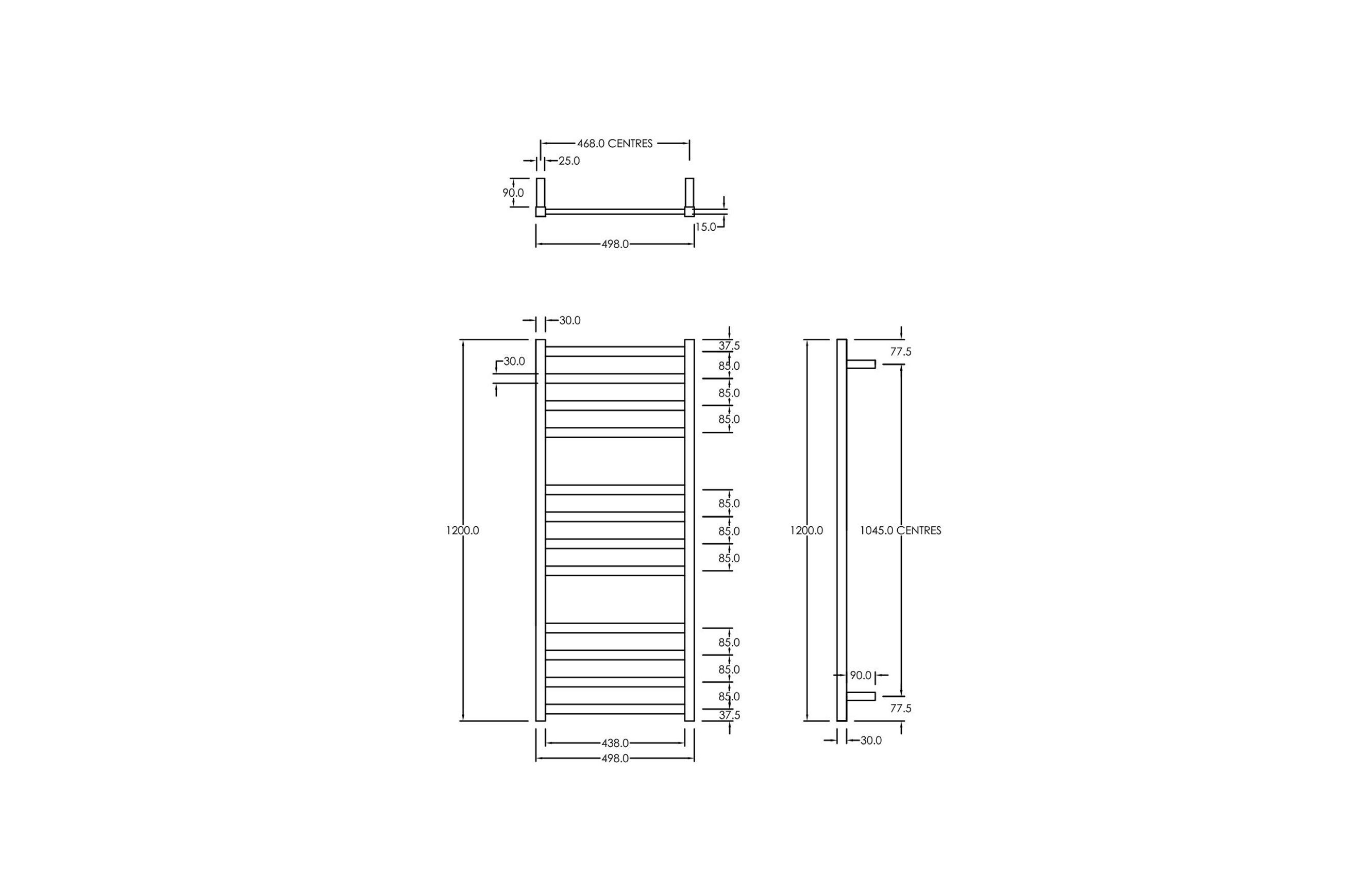 Square Towel Rail 240V 1200 x 500mm Gun Metal