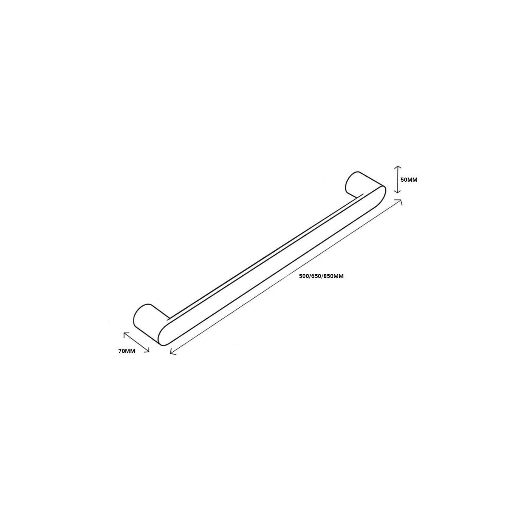 Towel Rail Single Bar Round 12V 500mm Chrome dimensions