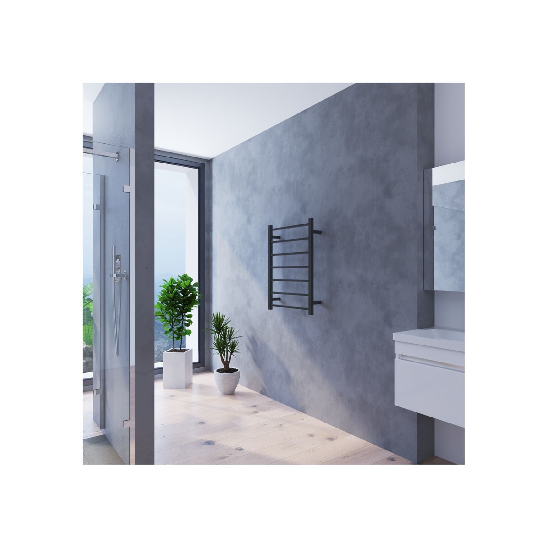 Quadro 7-Bar Heated Towel Rail - 600mm