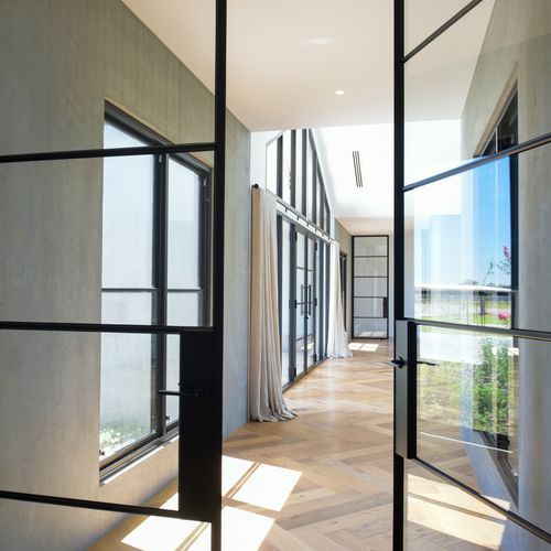 Steel Frame Glass Hinge Doors - Galvanised W40