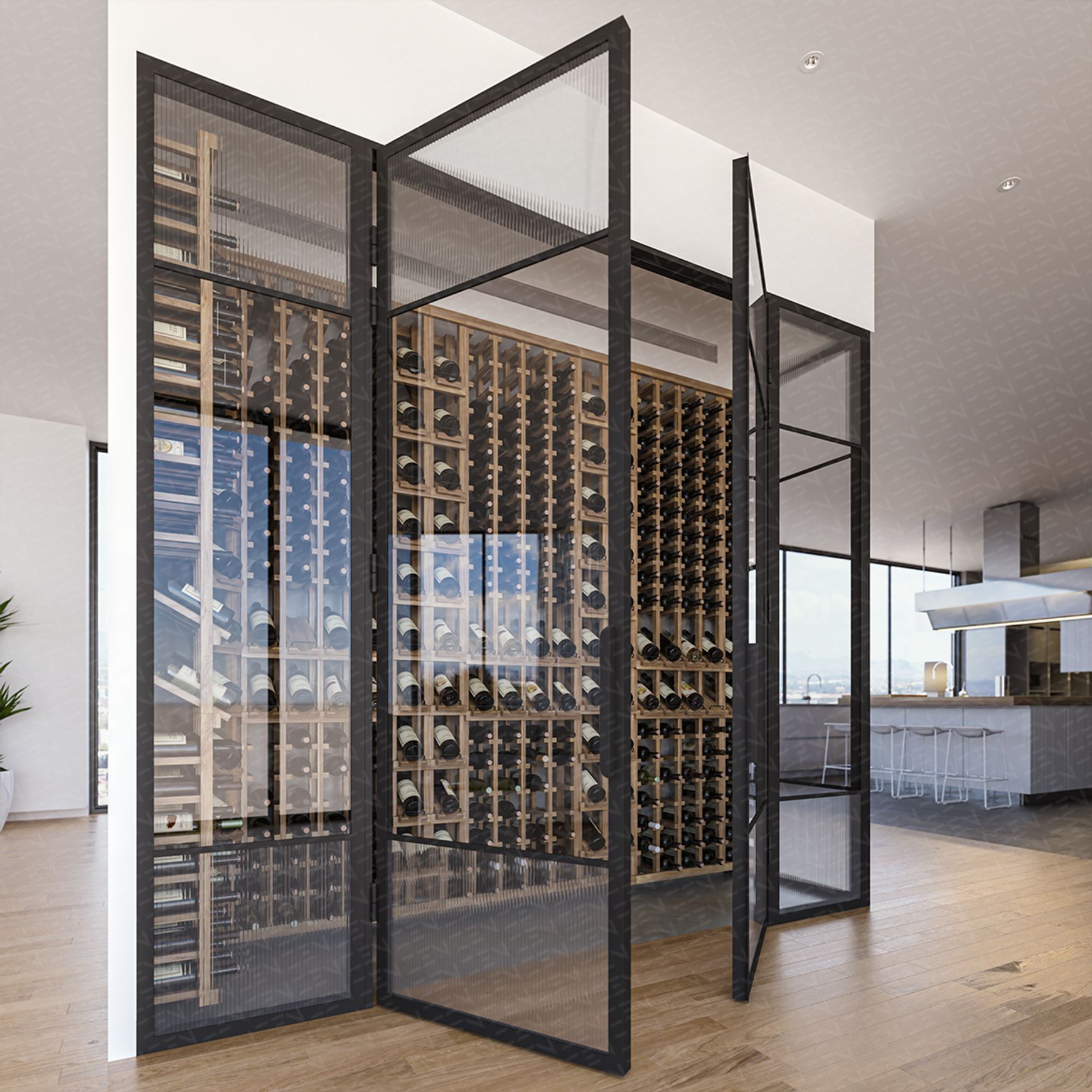 Steel Frame Glass Hinge Doors - Galvanised FPS50