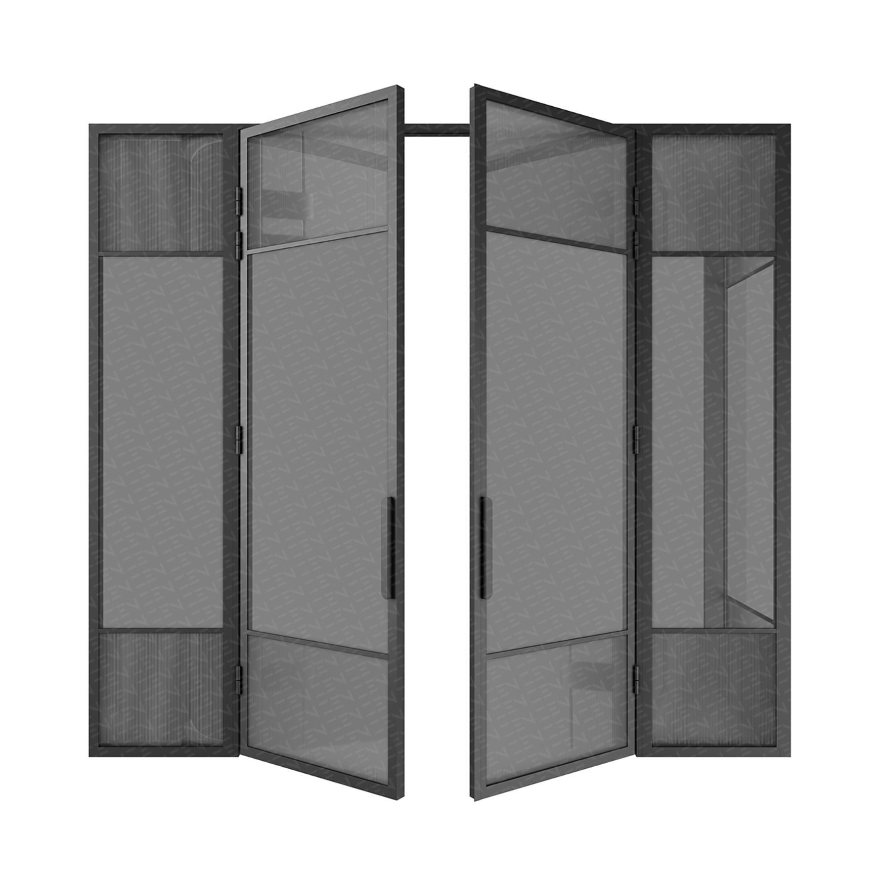 Steel Frame Glass Hinge Doors - Galvanised FPS50