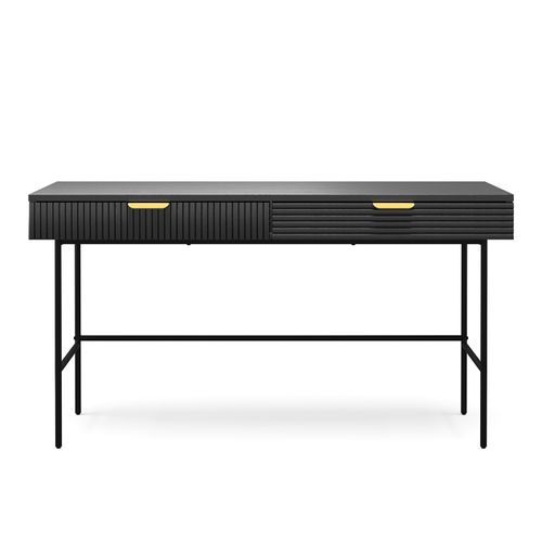 Kina Ripple Slatted Desk | 140cm | Black Oak