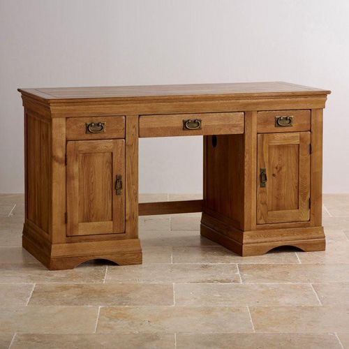 French Rustic Solid Oak Computer Desk