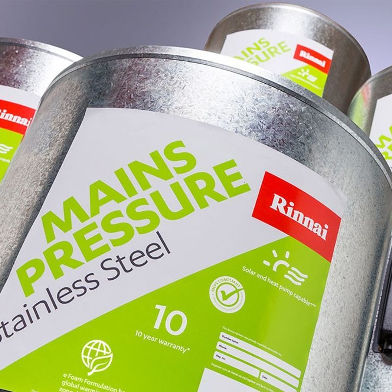 Rinnai Stainless Steel Mains Pressure Indoor Cylinders
