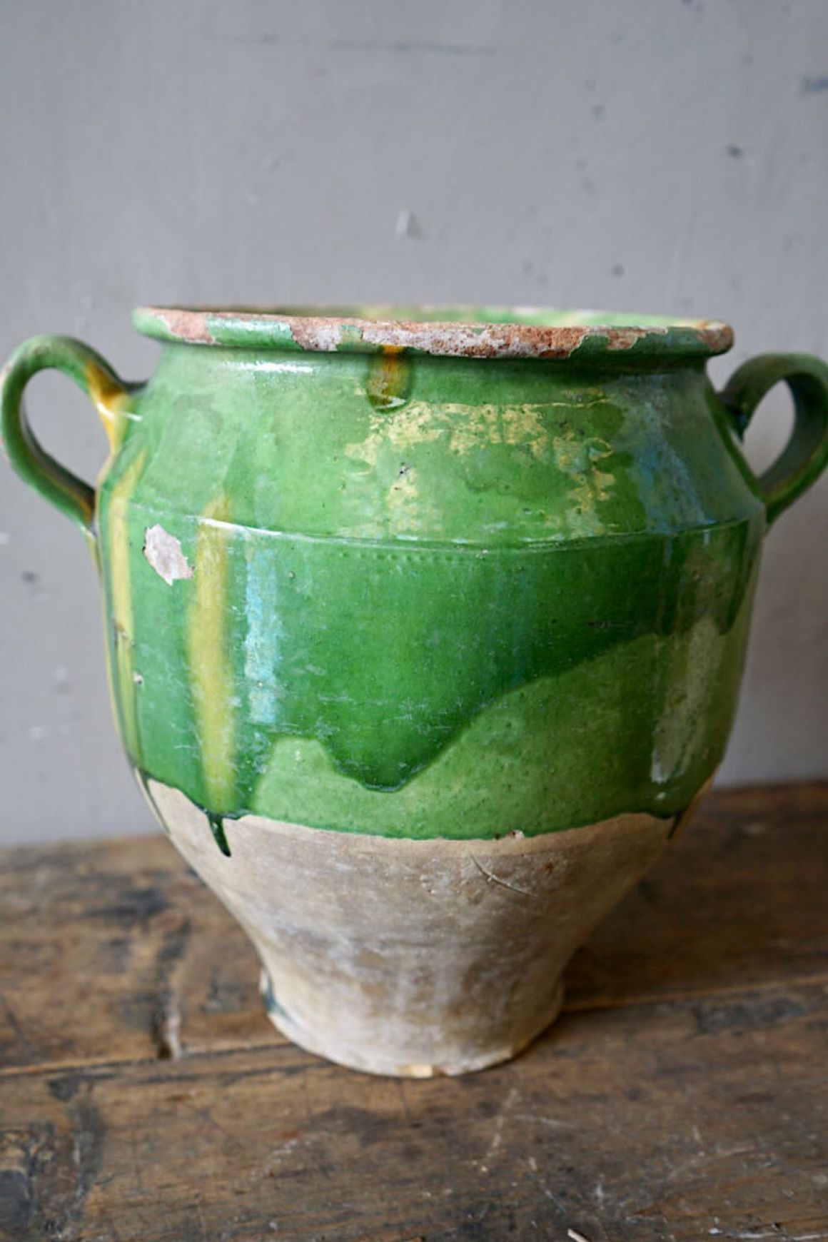 French Antique Green Confit Pots