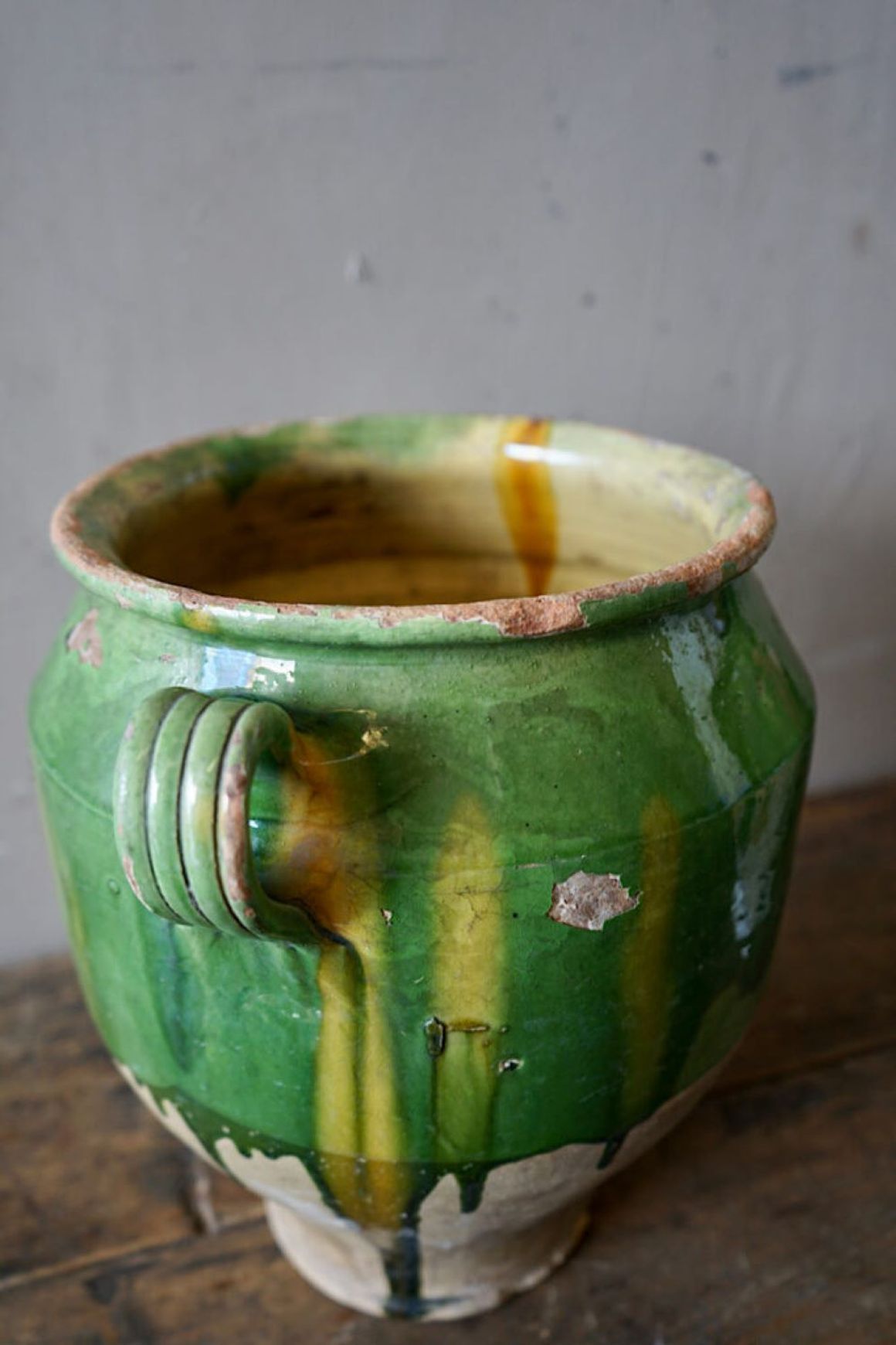 French Antique Green Confit Pots