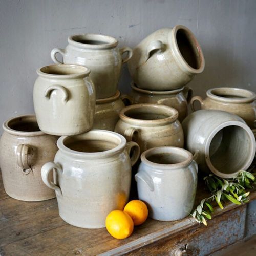 French Antique Stoneware Confit Pots