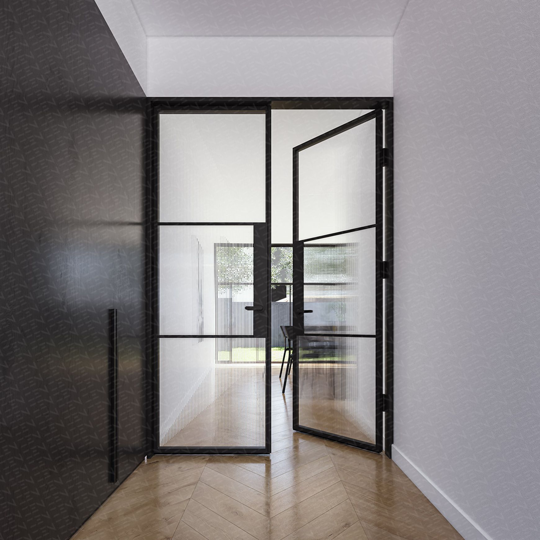 Internal Steel Frame Glass Doors - Galvanised FPS50