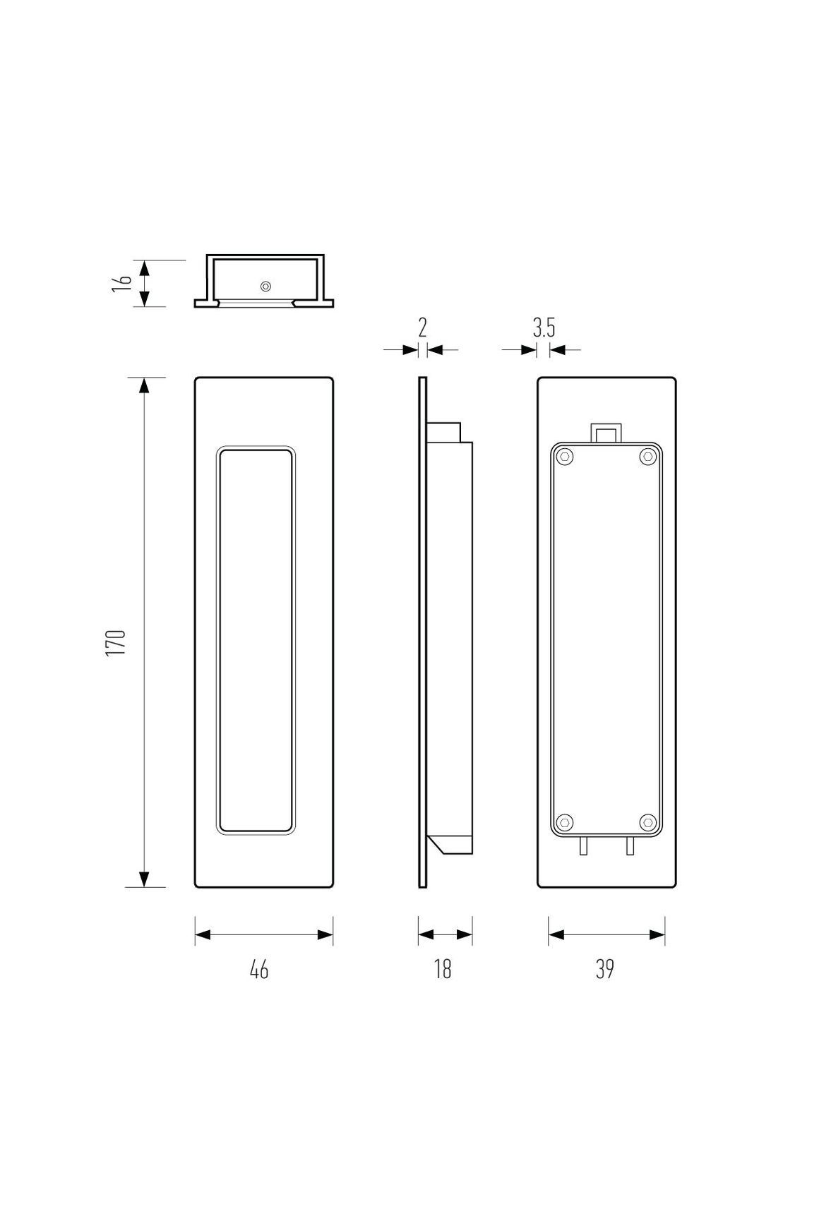 HB675 170mm Offset Flush Pull