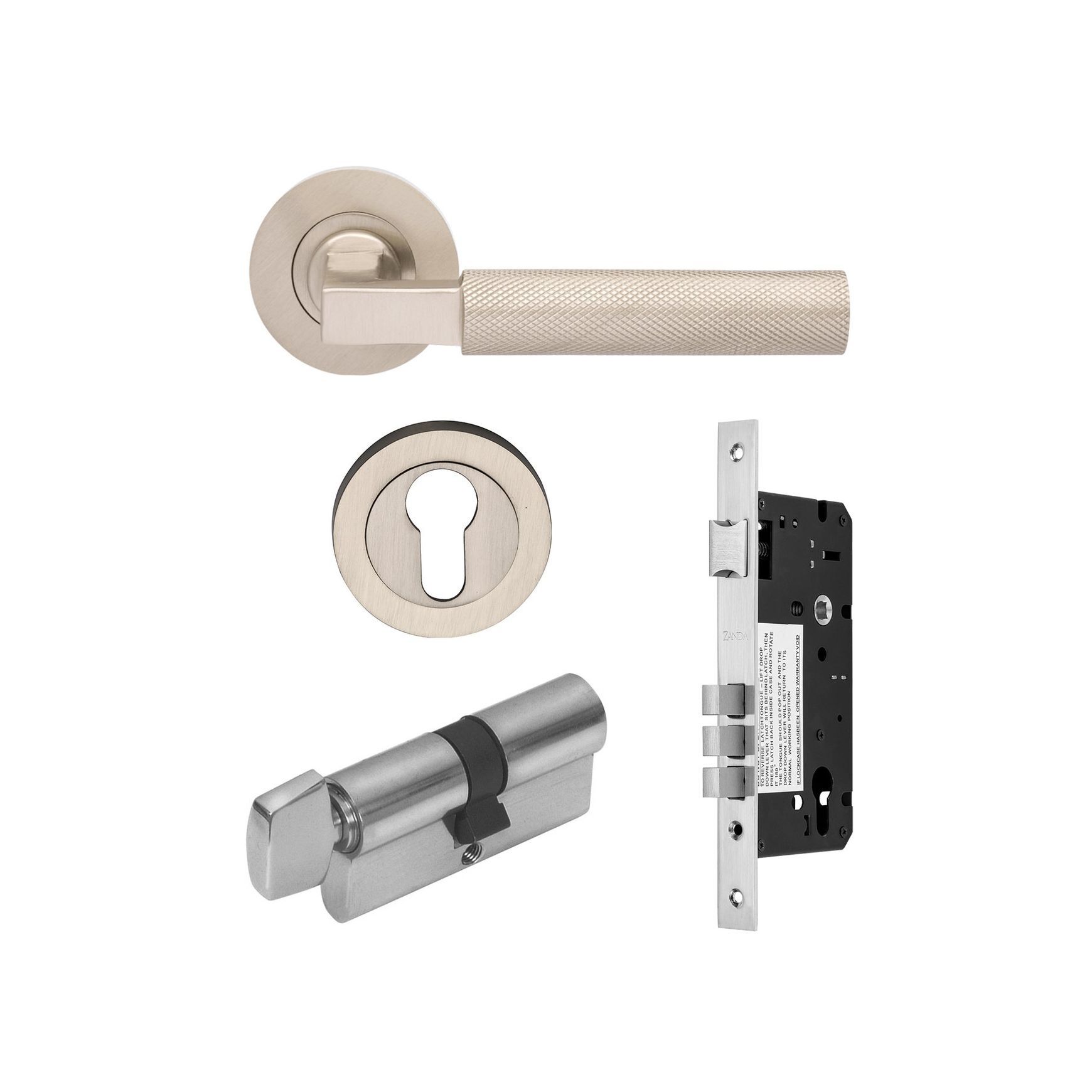 Zanda Zurich Door Handle Lever Set on Round Rose