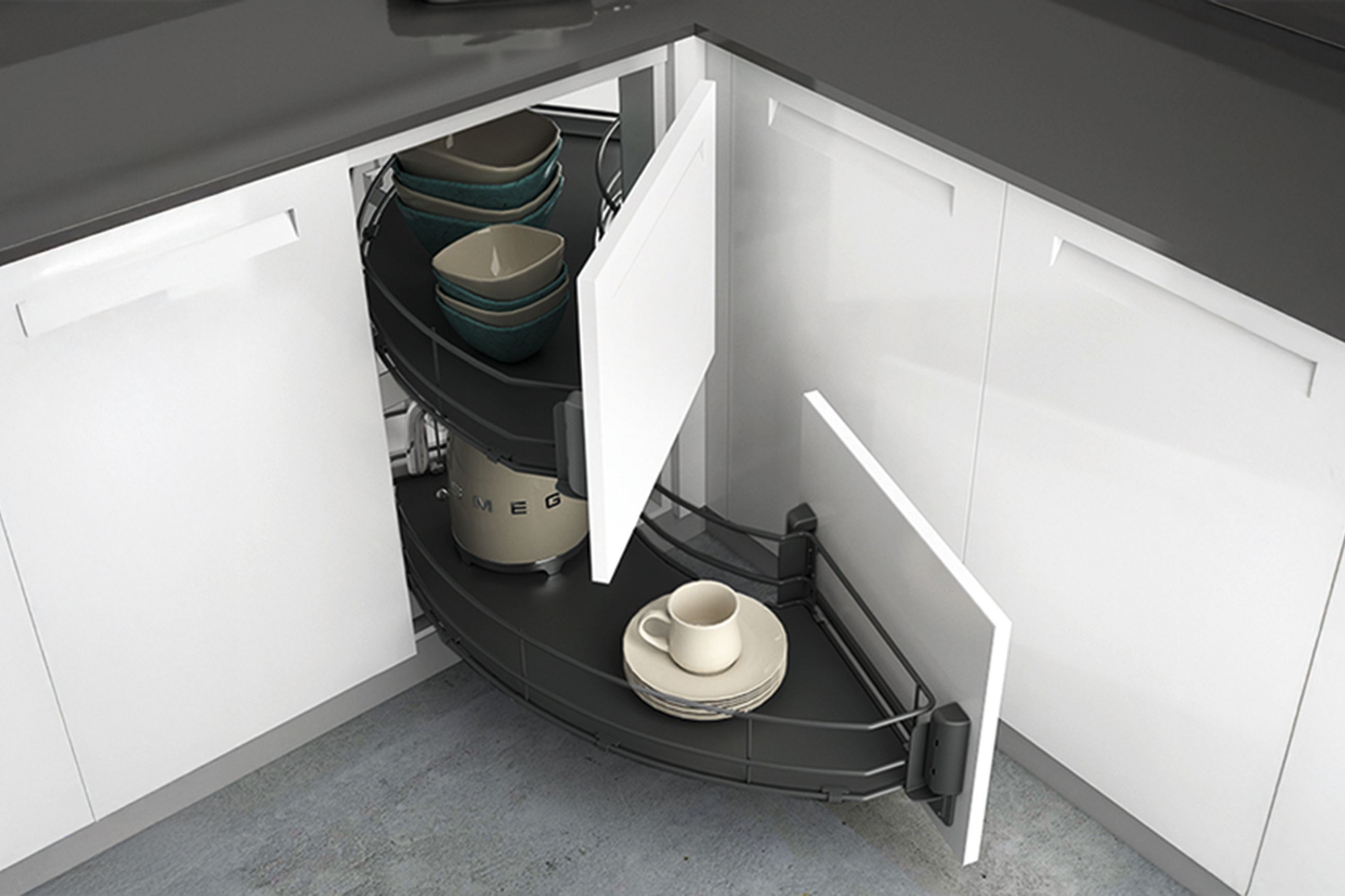 Senio | Curved corner cabinet pull-out