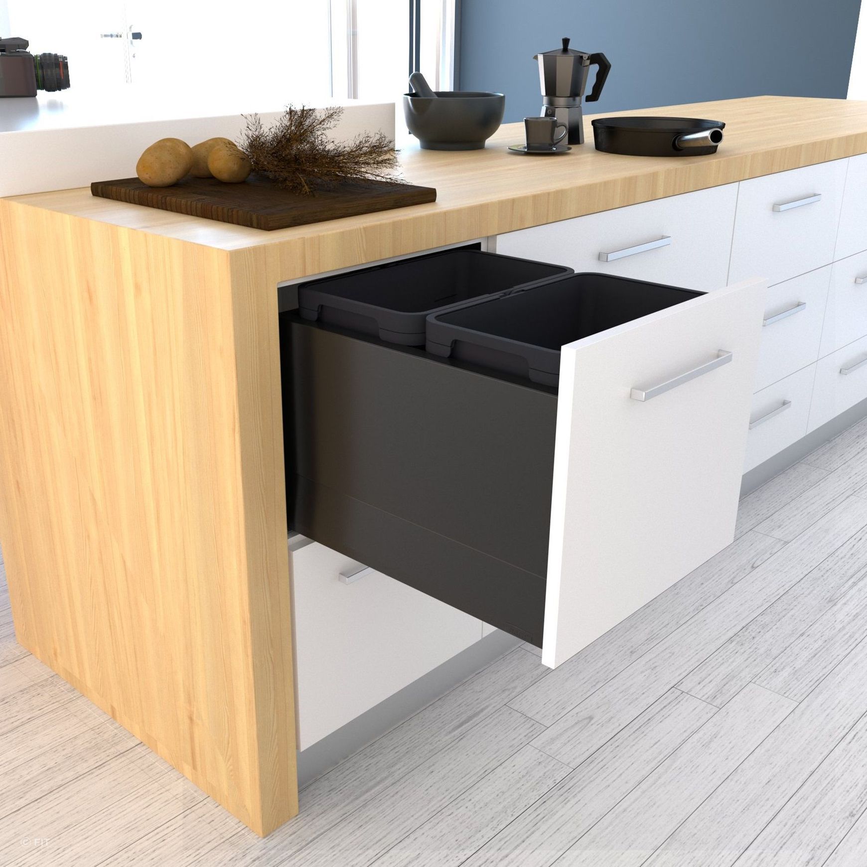 Tanova FLEX Kitchen Bin Solution For Slimline Drawers