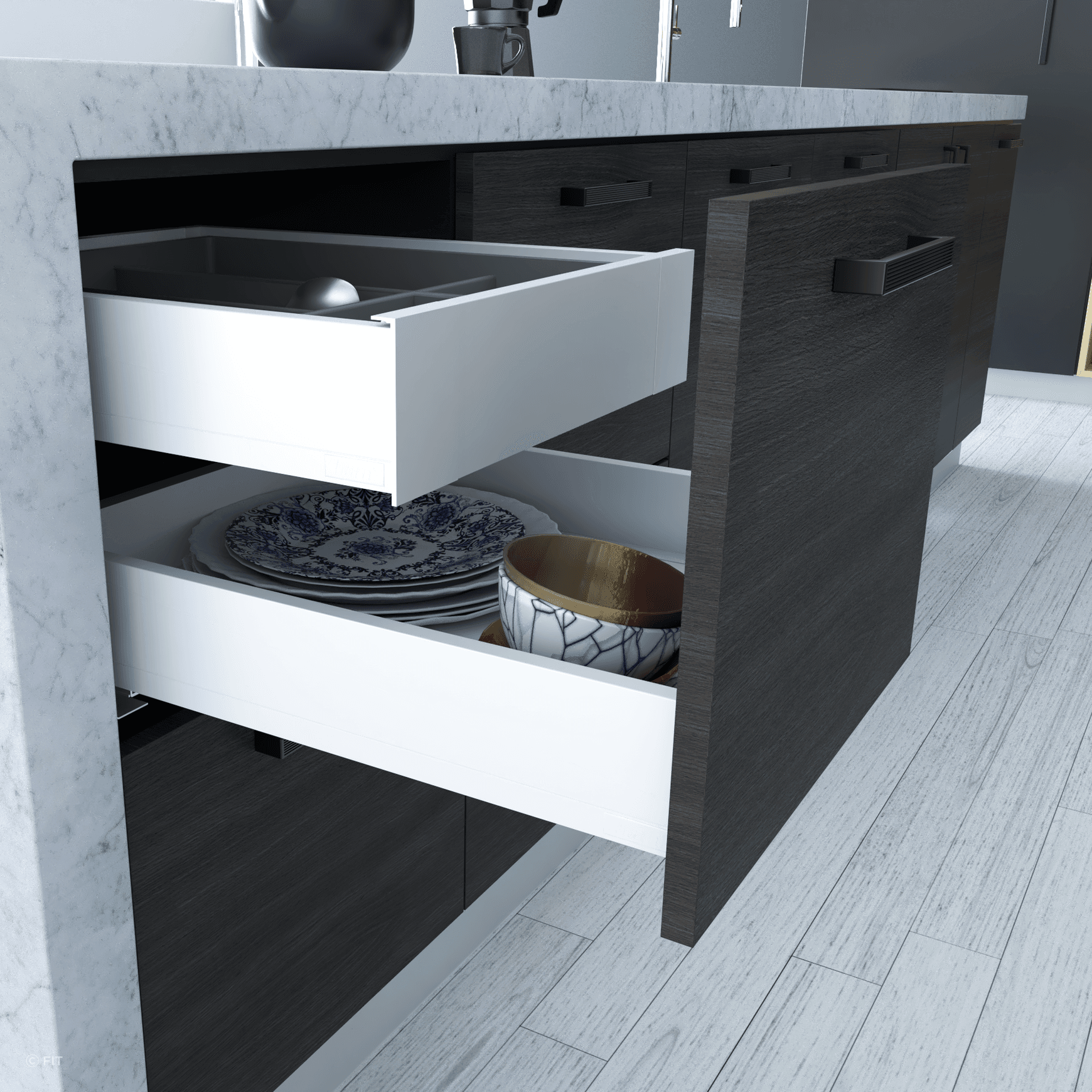 ALUNAN T Slimwall Soft Close Drawer System