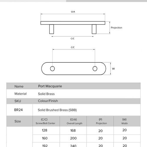 Kitchen handles solid Brass Port Macquarie