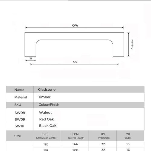 Gladstone Natural Timber Cabinet Handles