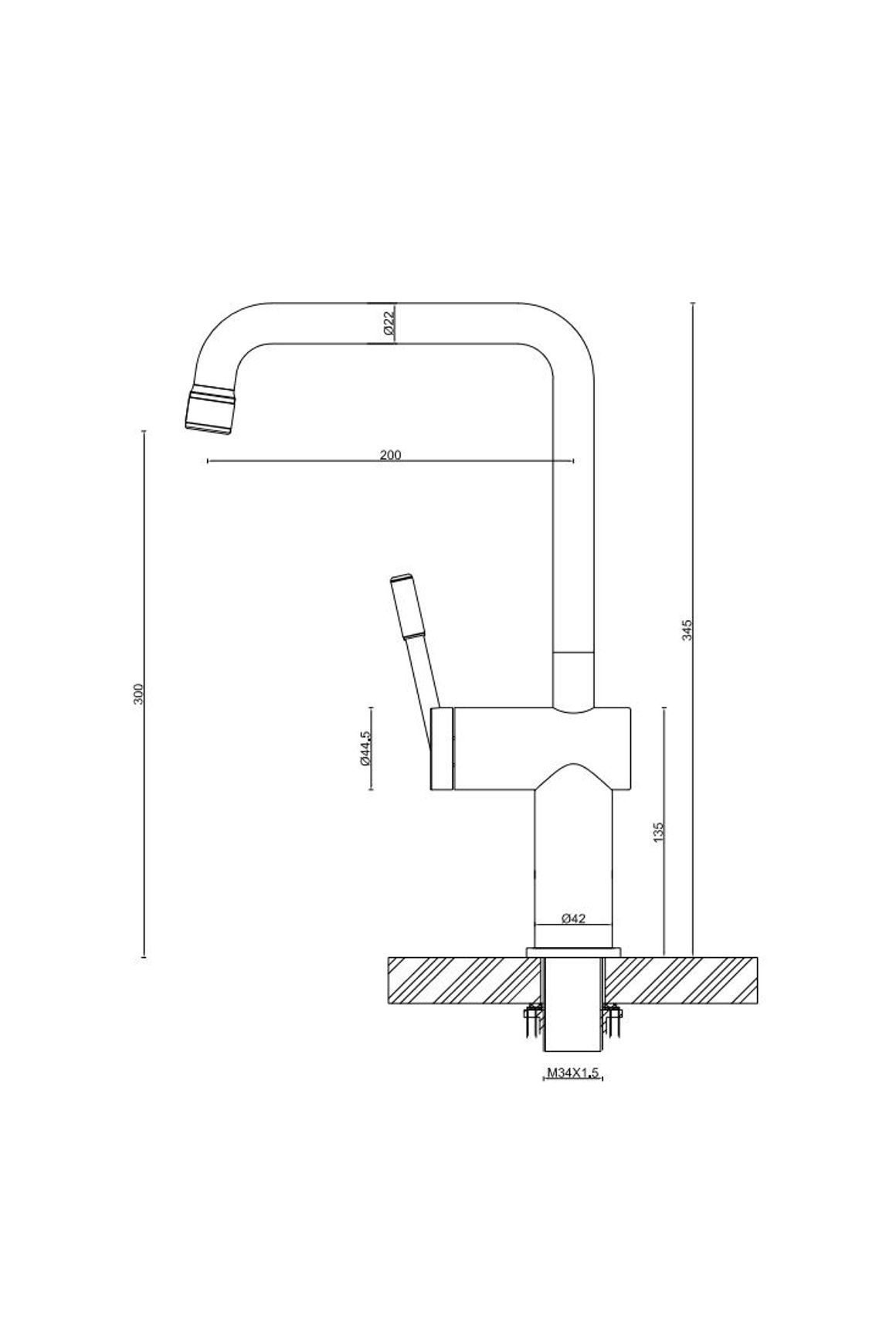 Rivet Straight Neck Kitchen Mixer Brushed Brass